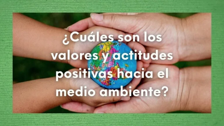 ¿Qué valores consideras importantes para el cuidado del medio ambiente? 24 Foto de unas manos de niño y de adultos con una bola del mundo entre ellas, con la pregunta sobre escrita en letras de color blanco: ¿Cuáles son los valores y actitudes positivas hacia el medio ambiente?